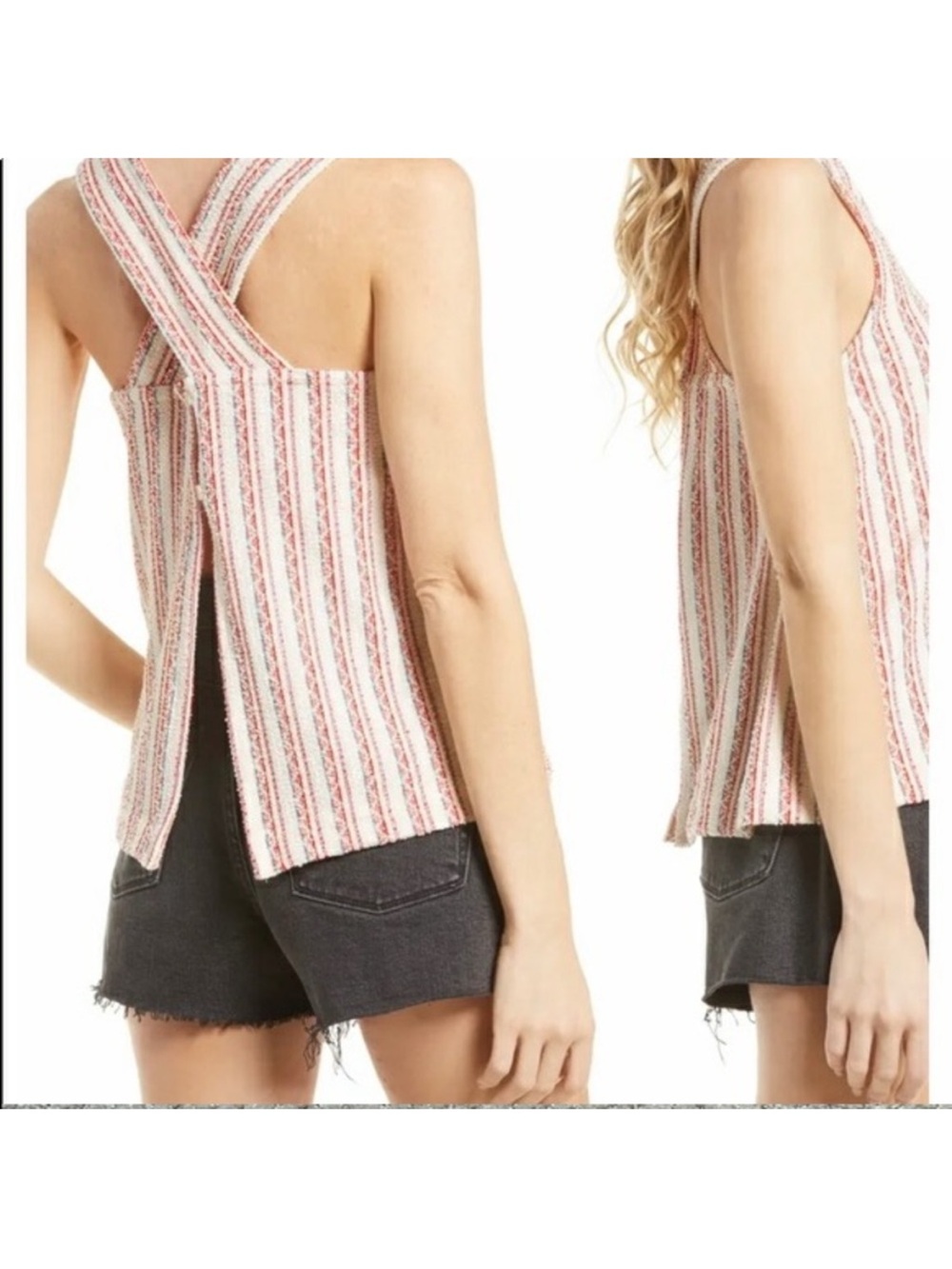 🦋🌸NWT Madewell Boucle Striped Crisscross Back Tank🌸🦋